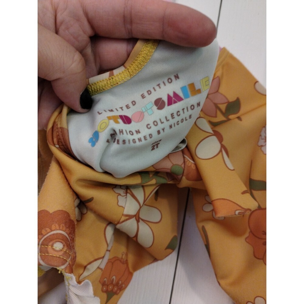 Dotdot smile by Nicole boho yellow long sleeve one piece swimsuit - Picture 3 of 4